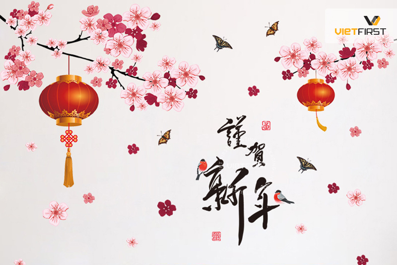 decal trang trí tết